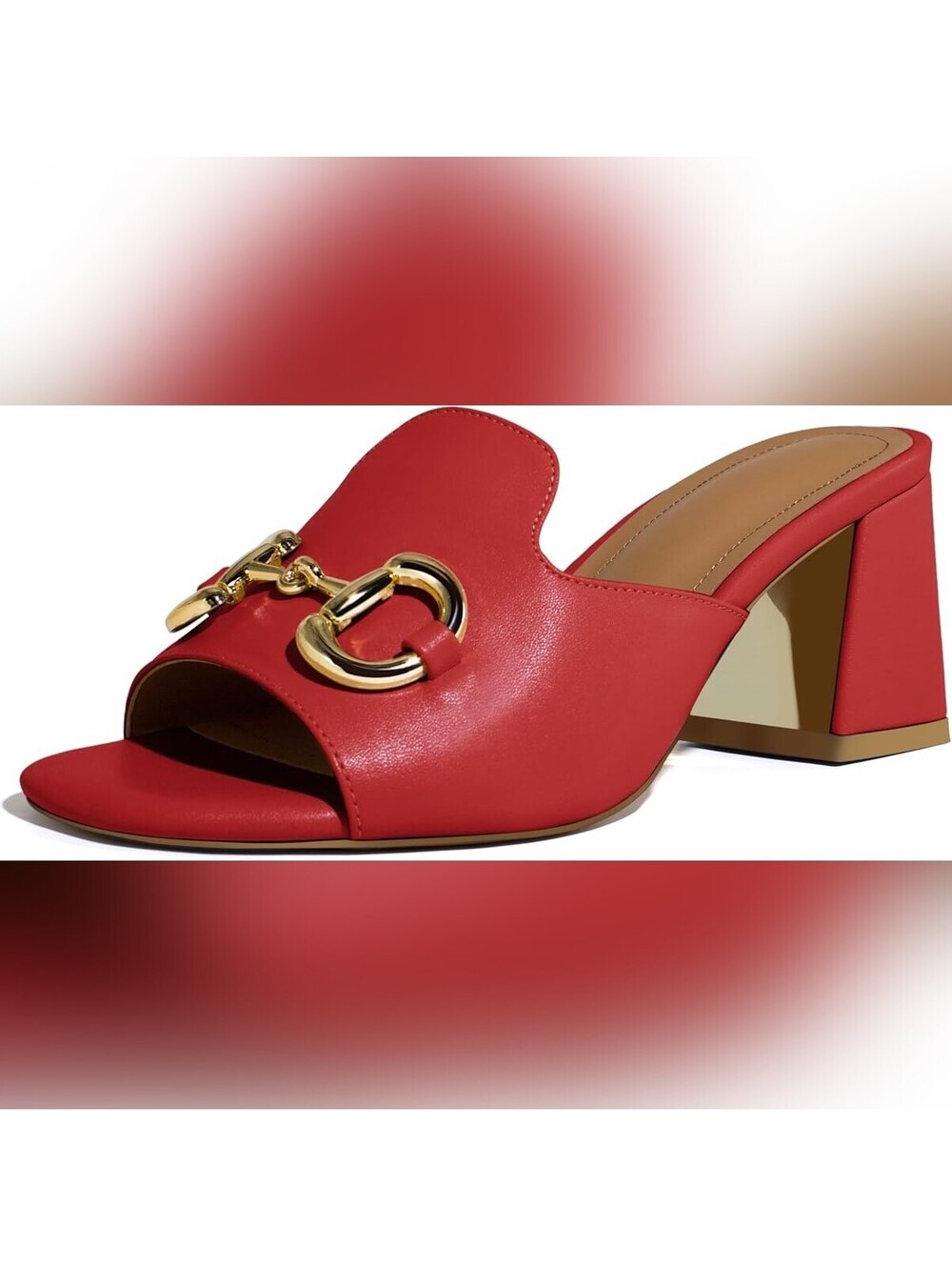 NIB Anteikira Square Open Toe Buckle Slip On Chunky Block Heel Mule Sandals, 10
